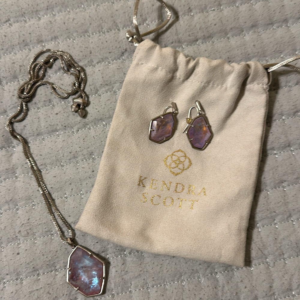 Kendra Scott Dichroic Glass Necklace with matching Earrings